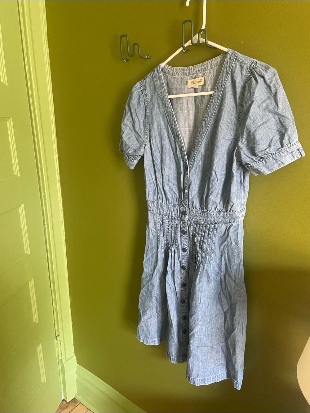 Light Blue Chambray Button-Front Madewell Dress